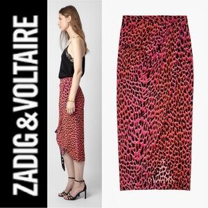 Zadig & Voltaire Jamelia Leopard 100% Silk Skirt NWT  $548